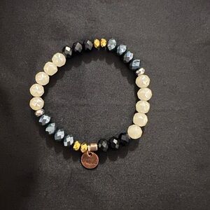 Erimish Black, Cream, and Gold Beaded Bracelet